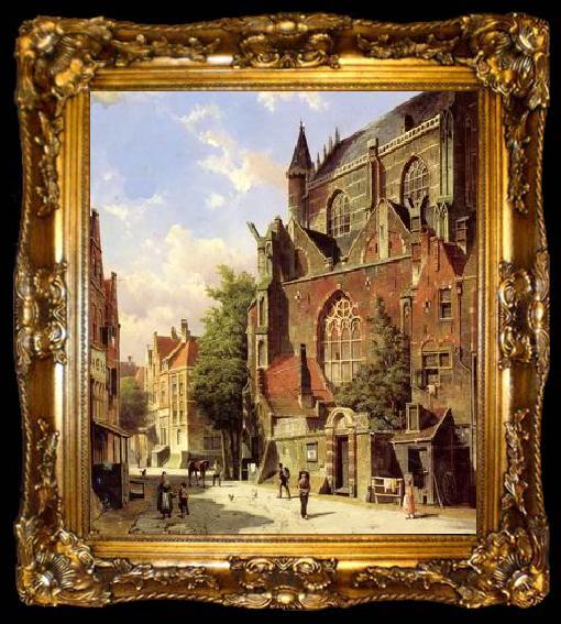 framed  unknow artist European city landscape, street landsacpe, construction, frontstore, building and architecture. 309, ta009-2